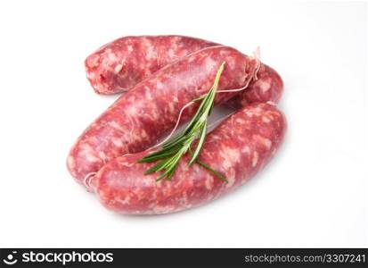 a fresh sausage isolated on white background