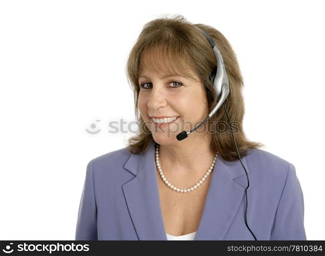 A friendly, pretty customer service representative is ready to help you.