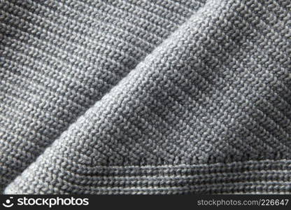 A full page close up of gray knitted jumper material texture. gray knitted jumper material texture