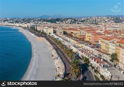 A general view of the promenade of Nice from the top point