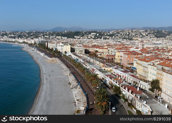 A general view of the promenade of Nice from the top point