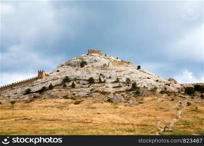 A Genoese fortress in Sudak. Evening view.. Genoese fortress in Sudak. Evening view.