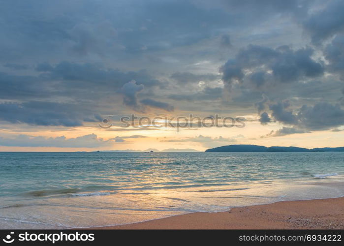 A gentle sunset in Thailand in pastel colors - a beautiful seascape