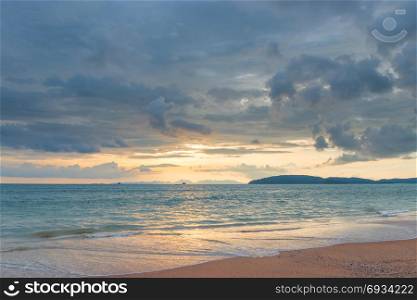 A gentle sunset in Thailand in pastel colors - a beautiful seascape