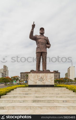 A giant statue of Samora Moises Machel at the Independence Square in Downtown Maputo, Mozambique