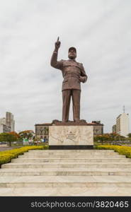 A giant statue of Samora Moises Machel at the Independence Square in Downtown Maputo, Mozambique