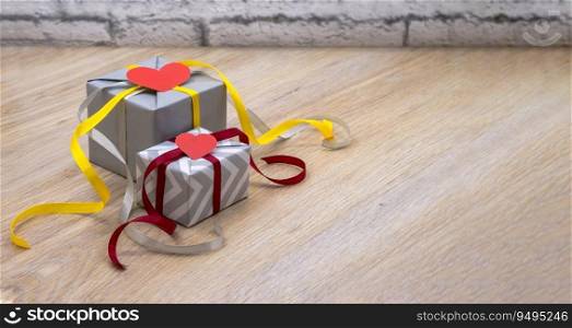 A gift with a heart. Gift wrapping. Holiday present.. Gift wrapping. A gift with a heart. Holiday present.