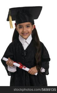 A girl dressed in a convocation attire