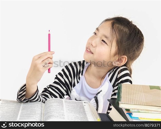 A girl is happily reading a book