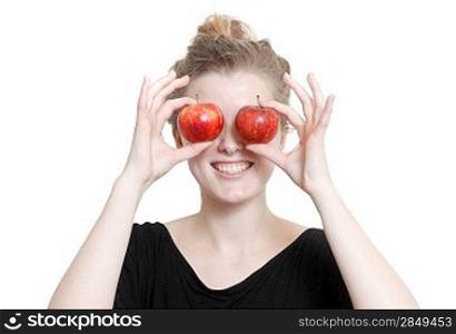 A girl with apples illustrating healthy eating