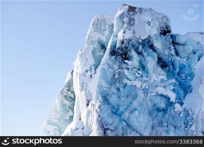 A glacier on the coast of Spitsbergen, Svalbard, Norway.