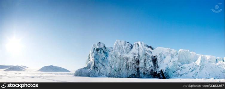 A glacier panorama from the island of Spitsbergen, Svalbard, Norway