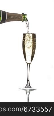 a glass of champagne being served