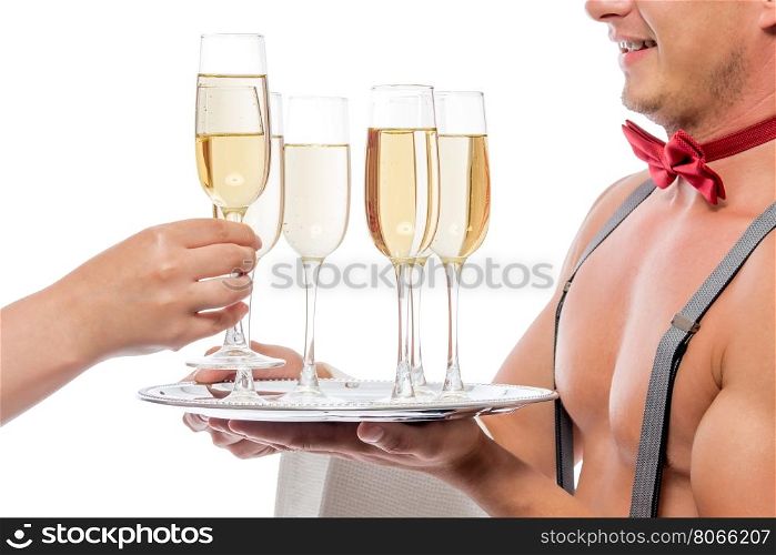 a glass of champagne for woman in Christmas