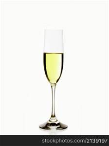 A glass of champagne, isolated on a white background.. glass of champagne, isolated on a white background.