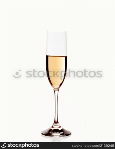 A glass of champagne, isolated on a white background.. glass of champagne