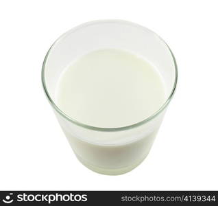 a glass of milk on white background