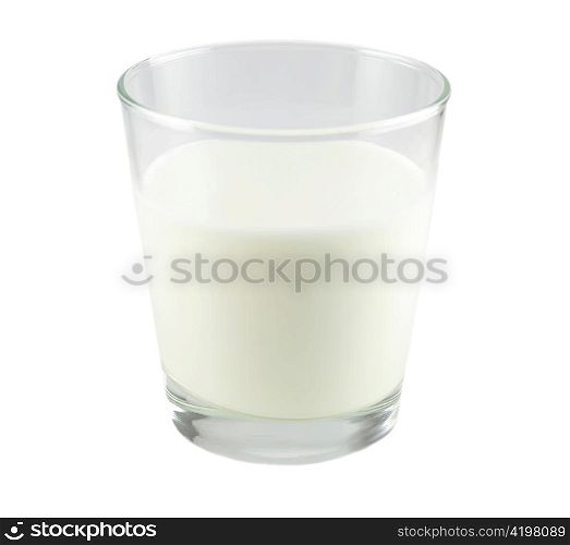 a glass of milk on white background