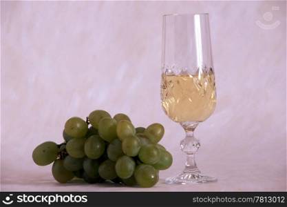 A glass of white wine isolated on painted background