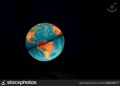A Globe Earth detail in the twilight with copyspace