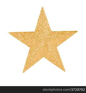 A gold star to decorate a Christmas tree.