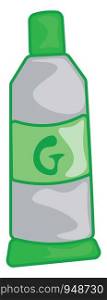 A green colored paint tube, vector, color drawing or illustration.