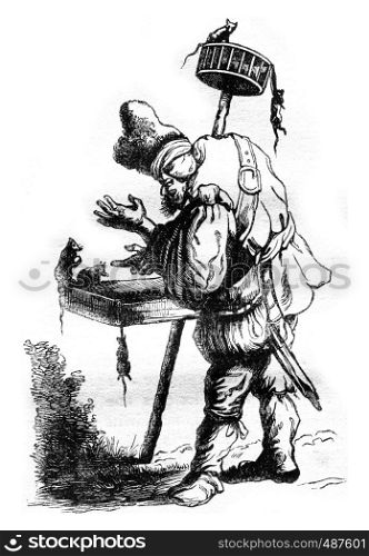 A grotesque Beggars, vintage engraved illustration. Magasin Pittoresque 1836.