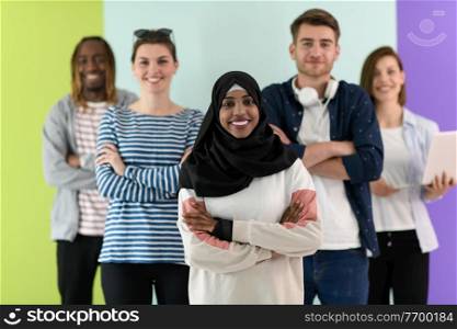 a group of diverse teenagers posing in a studio, determined teenagers in diverse clothing. the concept of change in society