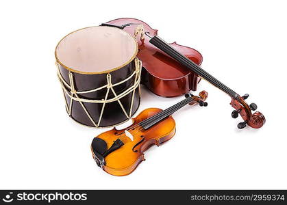 A group of instruments isolated on white