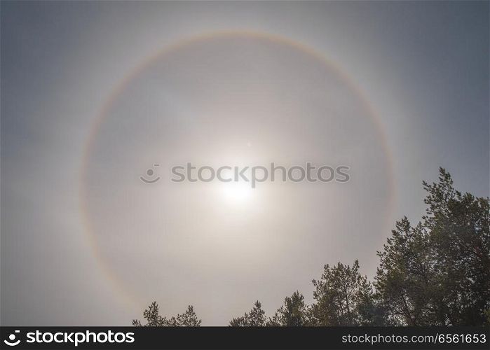 A halo around the sun.