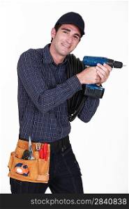 A handyman with a drill.