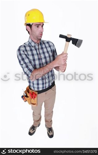 A handyman with a hatchet.