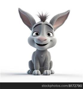 A happy 3D donkey character sitting on a white background. A happy 3D donkey character sitting on a white background.