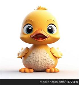 A happy 3D duck character sitting on a white background. A happy 3D duck character sitting on a white background.