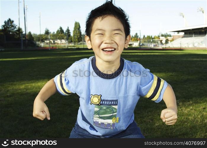 A happy boy showing a happy expression