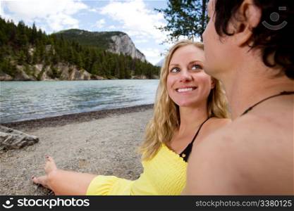 A happy couple on a holiday in Banff, Canada