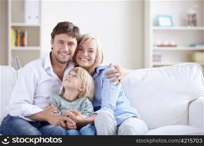A happy family with a child