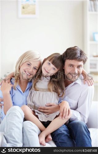 A happy family with a child at home