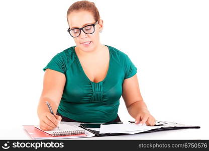 A Happy Large business woman - isolated over white background