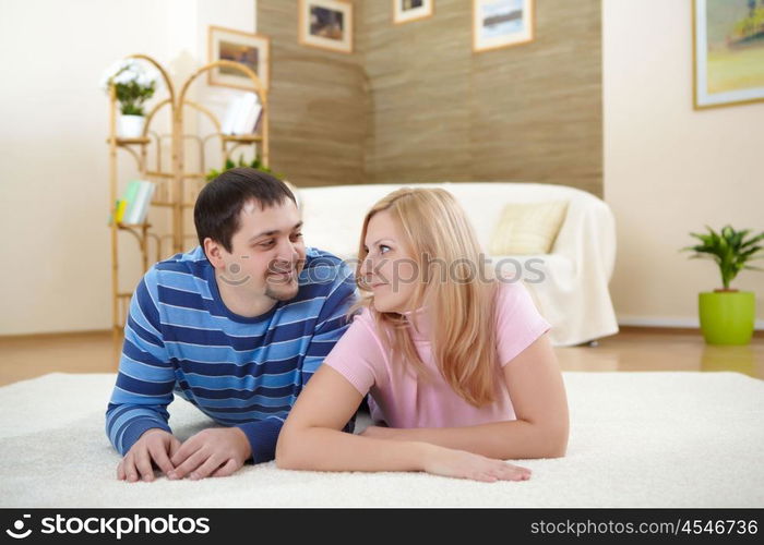 a happy young couple in love spending time together