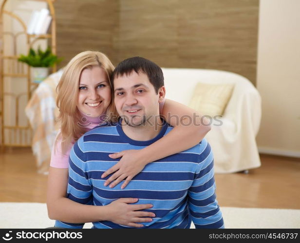 a happy young couple in love spending time together