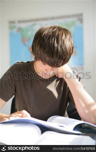 A hard-working teenager studying