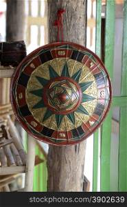 a hat in a house near the Village of Phaung Daw Oo at the Inle Lake in the Shan State in the east of Myanmar in Southeastasia.. ASIA MYANMAR BURMA INLE LAKE CULTURE HAT