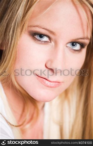 A headshot of a beautiful caucasian blonde woman