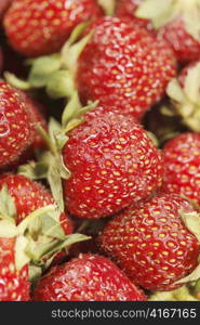 A heap of fresh red strawberries