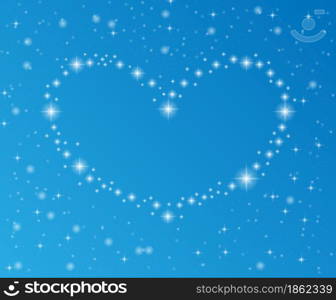 A heart of twinkling stars in the starry sky. Background illustration for postcards, banners, greetings and creative design.