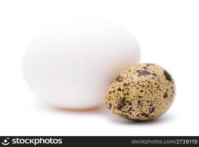 a hens egg and a quails one, super macro