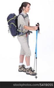 A hiker with her gear