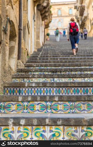 A Historic Staircase in Caltagirone, Sicily, Italy