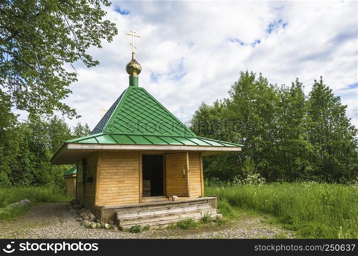 A holy source in honor of Abraham Galichsky of the Miracle-Worker of Chukhlom near the village of Nozhkino, Chukhloma District, Kostroma Region, Russia.
